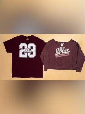 Dr Pepper Graphic Tee + Cropped Sweatshirt Bundle Womens M/L Retro Logo Soda